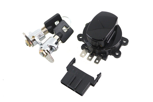 HARLEY Side Hinge Ignition Switch and Saddlebag Lock Kit Black fits 1998-2013 FLHR, with Hard Saddlebags