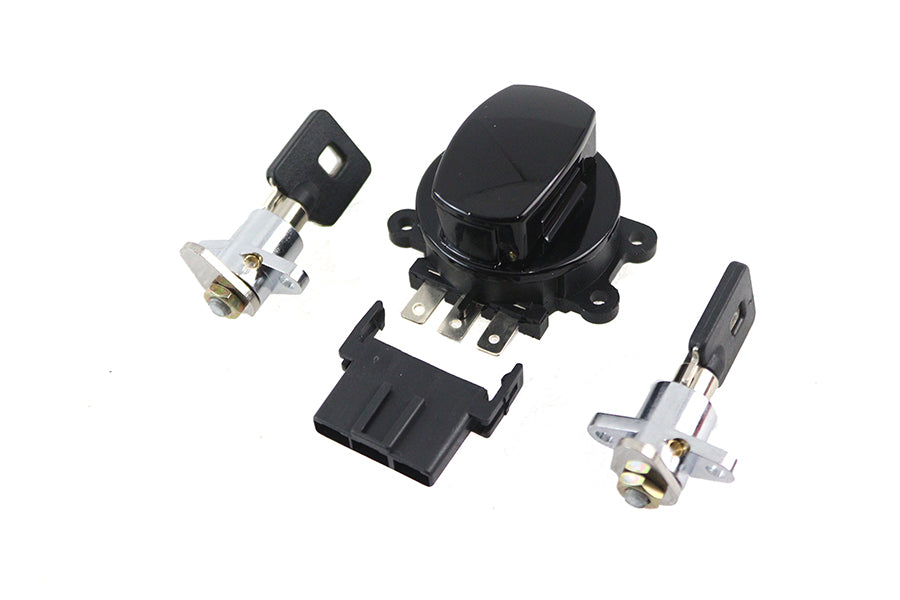 HARLEY Side Hinge Ignition Switch and Saddlebag Lock Kit Black fits 1998-2013 FLHR, with Hard Saddlebags