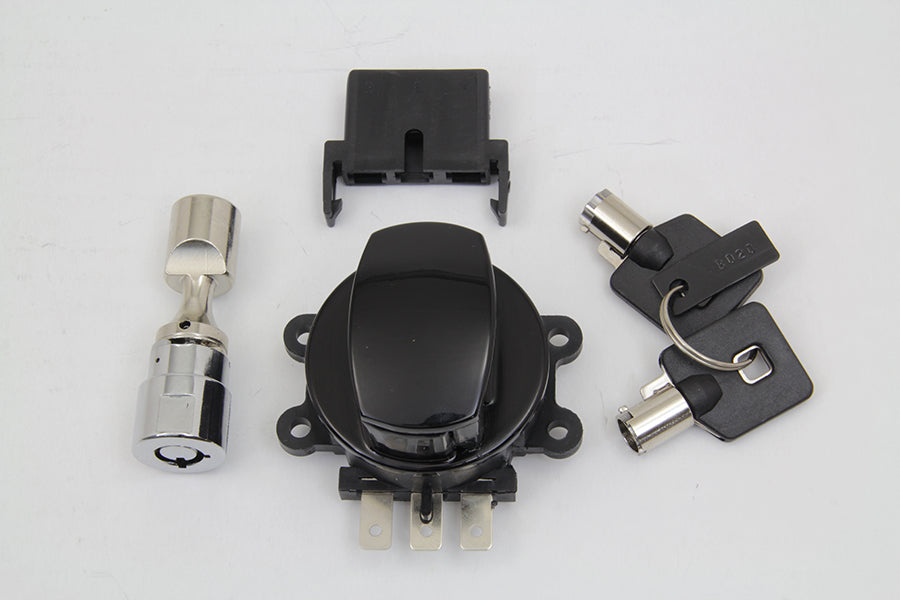 HARLEY Scharnier Zündschalter Glanzschwarz Passend für 2003-2008 FXDWG, 2003-2010 FXST, 2003-2010 FLST,