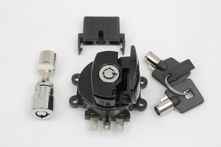 HARLEY Scharnier Zündschalter Glanzschwarz Passend für 2003-2008 FXDWG, 2003-2010 FXST, 2003-2010 FLST,
