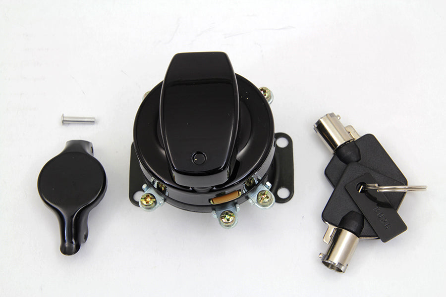 HARLEY Fat Bob Zündschloss mit 5 Anschlüssen glänzend schwarz passend für 1947-1972 FL, 1947-1952 WL,