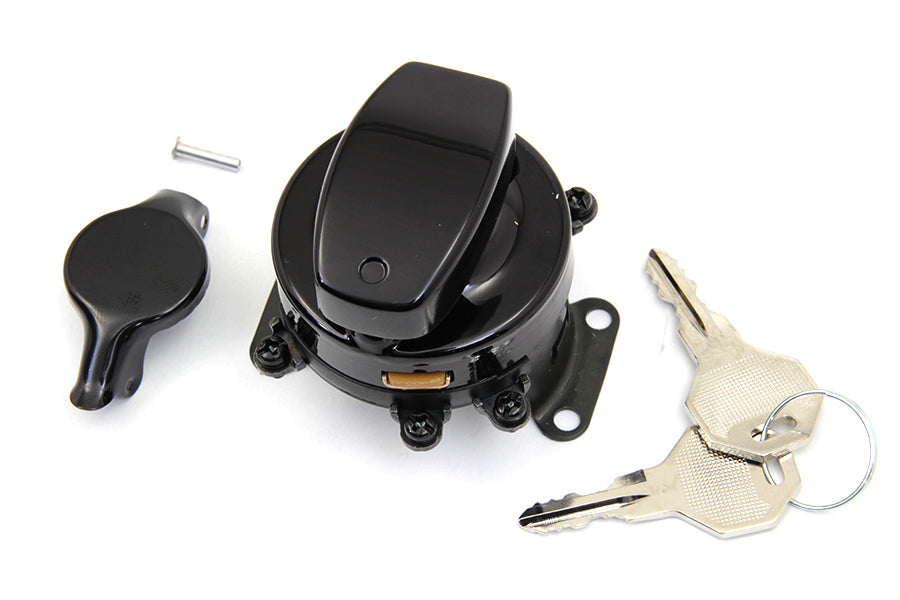HARLEY Fat Bob Zündschloss mit 6 Anschlüssen glänzend schwarz Passend für 1973–1984 FLH, 1984–1995 FXST,