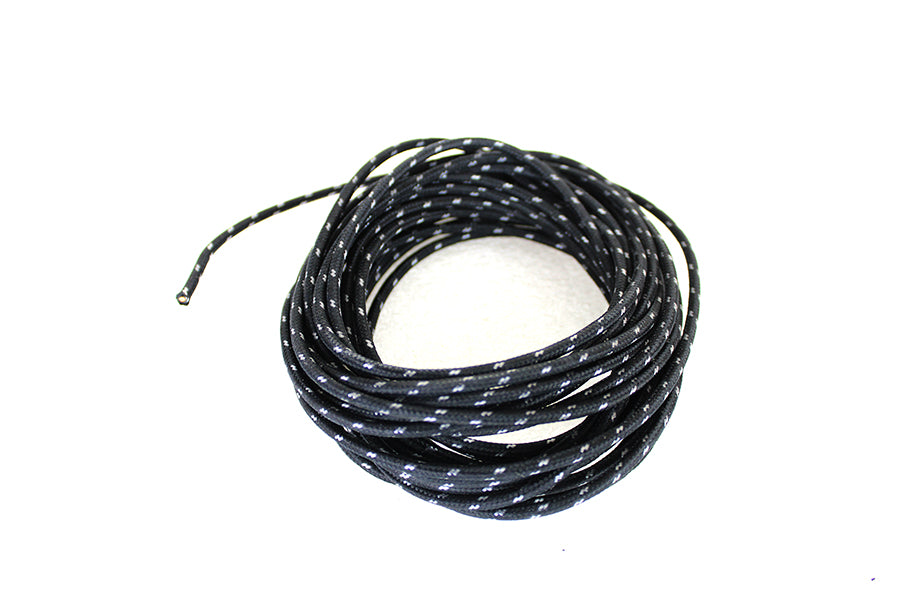 HARLEY Schwarz 25' stoffummanteltes Kabel mit weißem Tracer Passend für 1941-1964 FL, 1941-1964 EL, 1936-1964