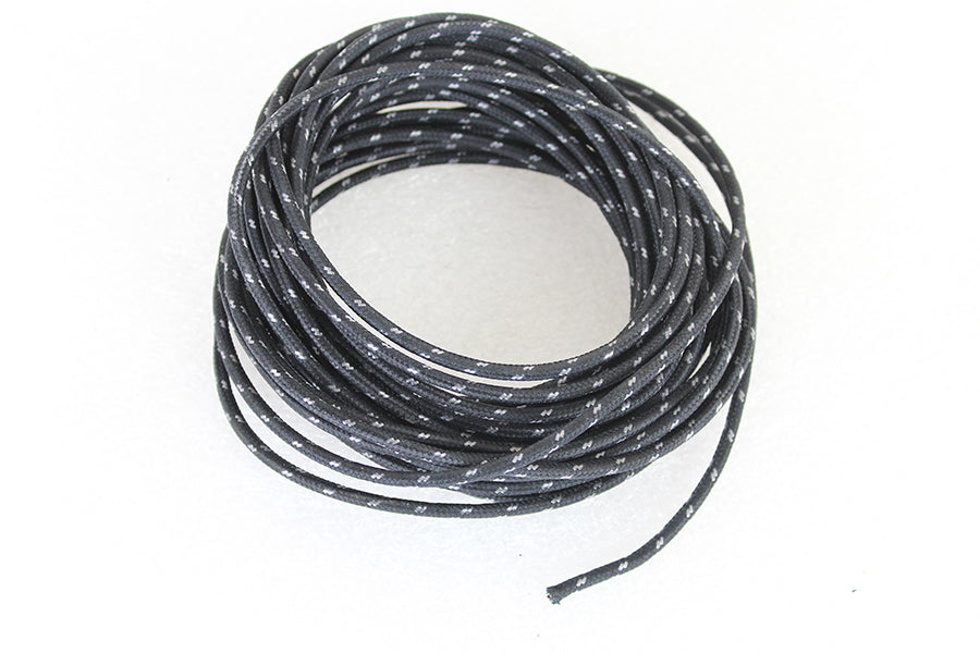 HARLEY Schwarz 25' stoffummanteltes Kabel mit weißem Tracer Passend für 1941-1964 FL, 1941-1964 EL, 1936-1964