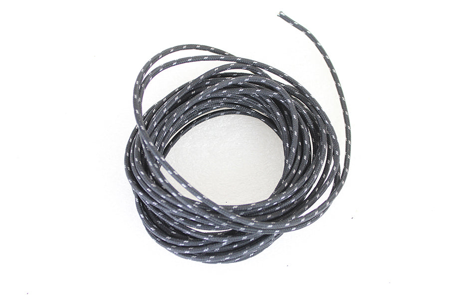 HARLEY Schwarz 25' stoffummanteltes Kabel mit weißem Tracer Passend für 1941-1964 FL, 1941-1964 EL, 1936-1964