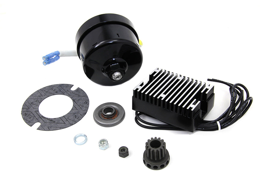 HARLEY Black 12 Volt Lichtmaschinen-Umrüstsatz passend für 1930-1936 VL, 1937-1948 U, 1937-19