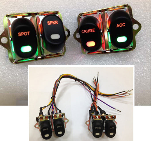 HARLEY Rocker Style LED Fairing Switch Kit Black fits 1998-UP FLHTCUI,