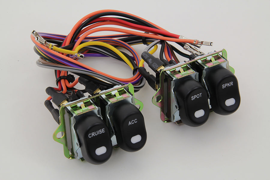 HARLEY Rocker Style LED Fairing Switch Kit Black fits 1998-UP FLHTCUI,