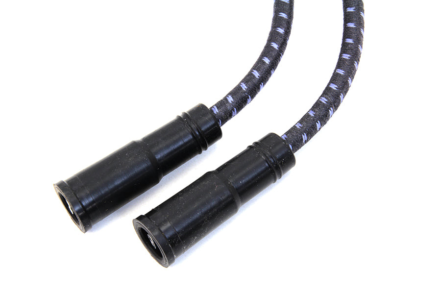 HARLEY Sumax Schwarz mit Blauem Tracer 7mm Zündkabel-Set passend für 1999-2008 FLT, mit EFI