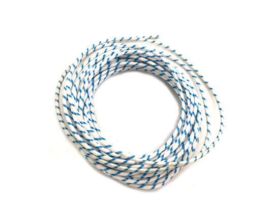 HARLEY White with Blue Dot 25' Braided Wire fits 0-  Custom,