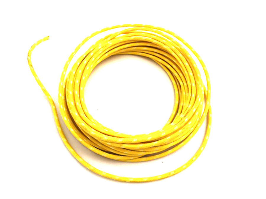 HARLEY Yellow with White Dot 25' Braided Wire fits 0-  Custom,