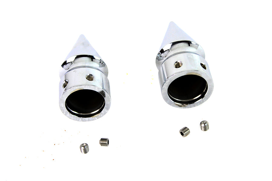 HARLEY Vorderachs-Abdeckungsset Pike Style verchromt, passend für FLSTS 2001–2011, FXSTS 2001–2011,