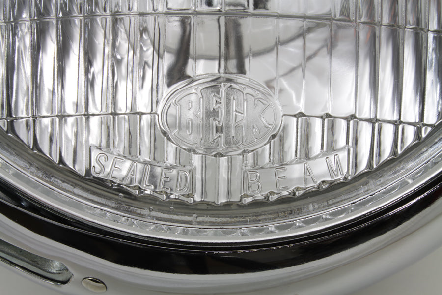 HARLEY Chrome Replica 7 inch Round Headlamp 6 Volt fits 1949-1959 FL,