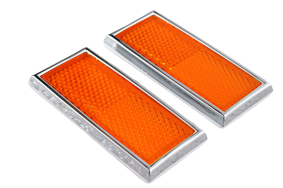 HARLEY Vordere gelbe Reflektoren mit Chromrahmen passend für 1972-1984 FX, 1972-UP XL, 1984-1990 FXST