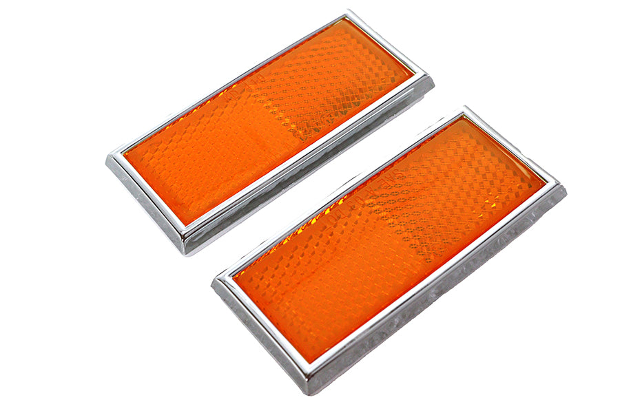 HARLEY Vordere gelbe Reflektoren mit Chromrahmen passend für 1972-1984 FX, 1972-UP XL, 1984-1990 FXST