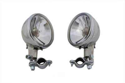 HARLEY Replica Chrome Guide Spotlamp Set 6 Volt fits 1938-1940 EL,   1941-1957 FL,