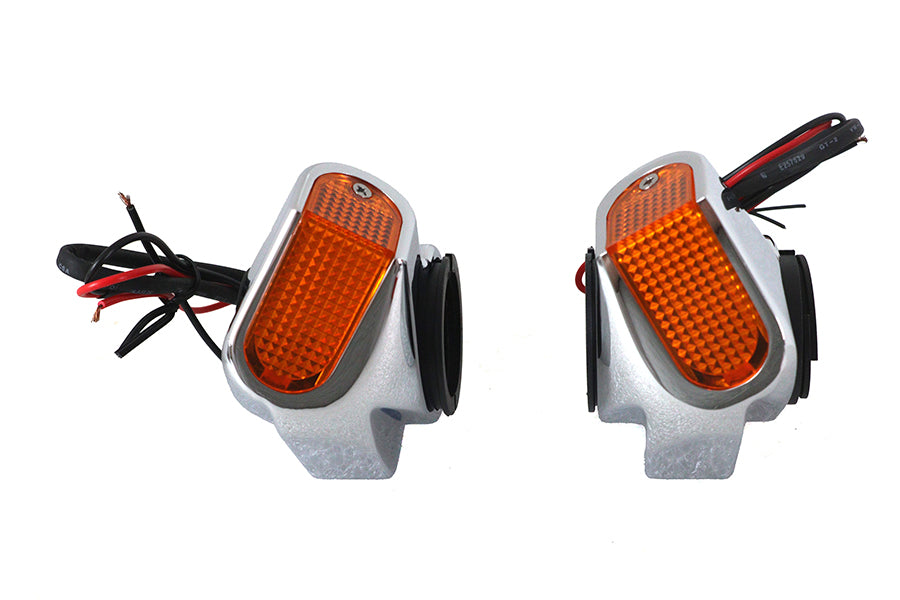 HARLEY Chrom Frontblinker Leuchtensatz passend für 0- Custom, Anwendung für 35, 39 und 41mm für