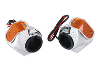 HARLEY Chrom Frontblinker Leuchtensatz passend für 0- Custom, Anwendung für 35, 39 und 41mm für