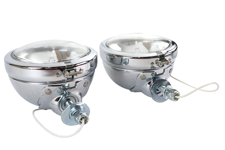 HARLEY Replika Chrom Hilfs-Scheinwerfer Set 12 Volt Passt 1964-1984 FL, 1979-UP FLT, 1986-UP FLST,