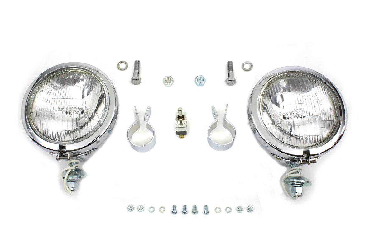 HARLEY 12 Volt 4 1/2 inch Chrome Spotlamp Kit fits 0-  Custom, application for 1-1/4 bar"