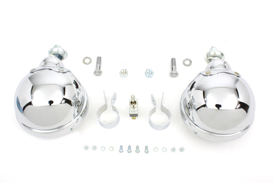 HARLEY 12 Volt 4 1/2 inch Chrome Spotlamp Kit fits 0-  Custom, application for 1-1/4 bar"