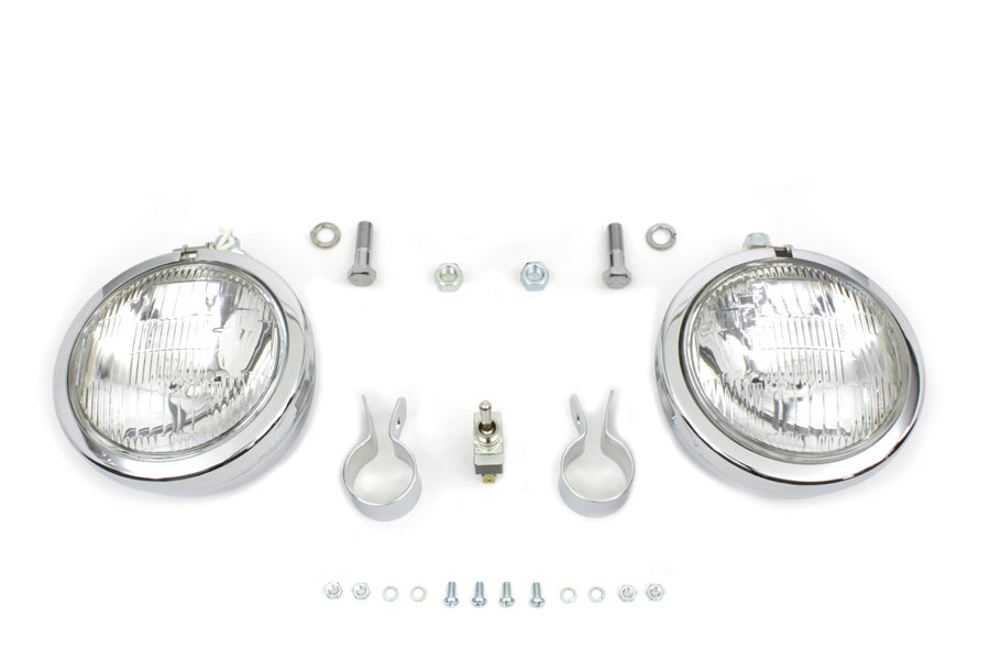 HARLEY 12 Volt 4 1/2 inch Chrome Spotlamp Kit fits 0-  Custom, application for 1-1/4 bar"