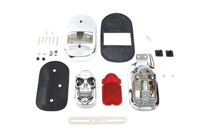 HARLEY Chrom-Grabstein-Rücklicht-Kit mit Totenkopf-Gitter, passend für 1973-1984 FX, 1973-1984 FL, 1973-199