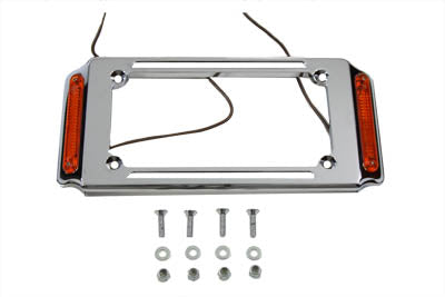 HARLEY License Plate Frame Chrome with Side Lights Fits 0-  Custom, application for 4 X 7" plate"