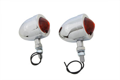 HARLEY Chrome Red Marker Lamp Set With Single Stem Fits 0-  Custom, application
