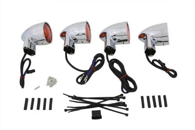 HARLEY Chrom Bernstein Linse Blinker Kit Passt 1994-UP FLHT, 1996-UP FLST,