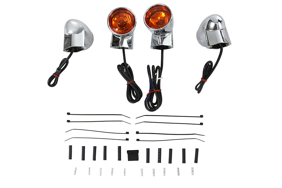 HARLEY Chrom Bernstein Linse Blinker Kit Passt 1994-UP FLHT, 1996-UP FLST,