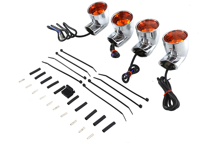 HARLEY Chrom Bernstein Linse Blinker Kit Passt 1994-UP FLHT, 1996-UP FLST,