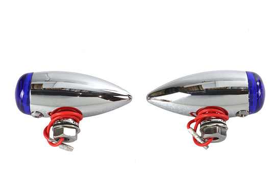 HARLEY Mini LED Bullet Blue Lens Marker Lamp Set Fits 0-  Custom, application
