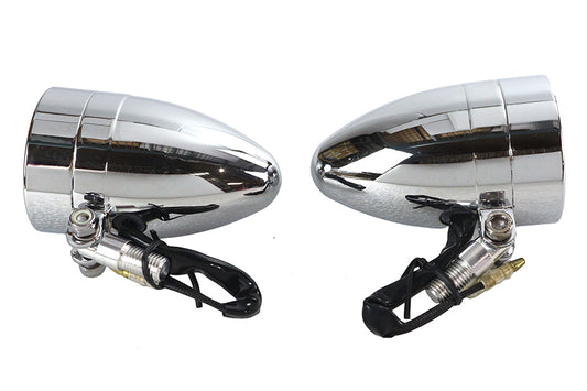 HARLEY Chrome Torpedo Marker Lamp Set with Clear Lens Fits 0-  Custom, application