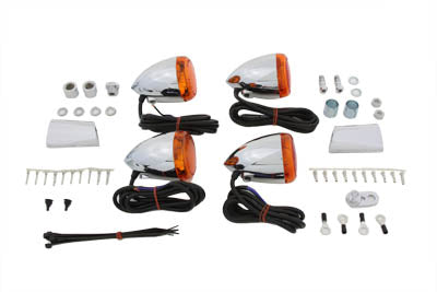 HARLEY Verchromter Bullet-Style Blinker-Kit Passend für 1988-1999 FXST, 1988-1999 FLST,