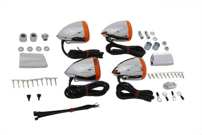 HARLEY Verchromter Bullet-Style Blinker-Kit Passend für 1988-1999 FXST, 1988-1999 FLST,