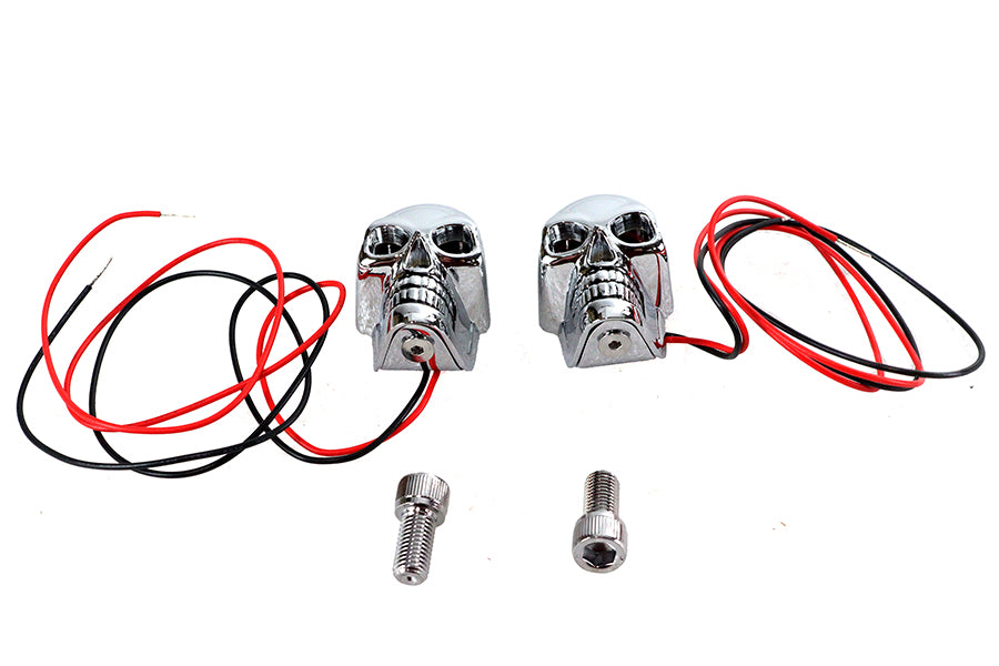 HARLEY 2 Zoll Chrom Skull Markierungsleuchte mit roter LED passend für 0- Custom, Anwendung