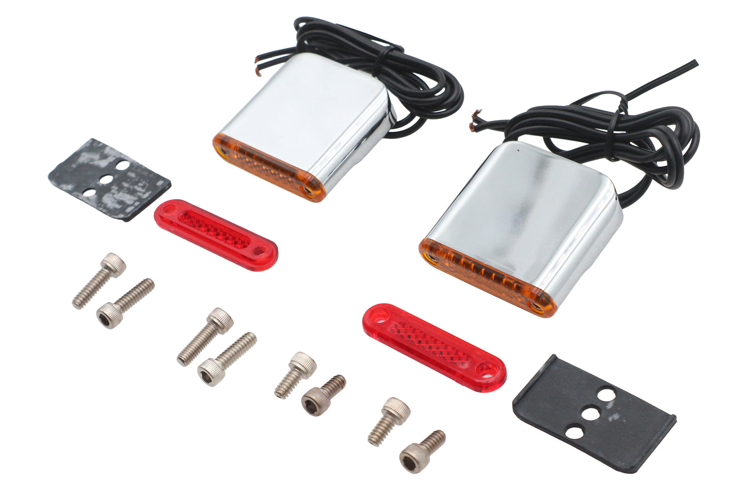 HARLEY quadratisches Positionsleuchten-Set mit roter und gelber Linse, passend für 0- Custom, Anwendung