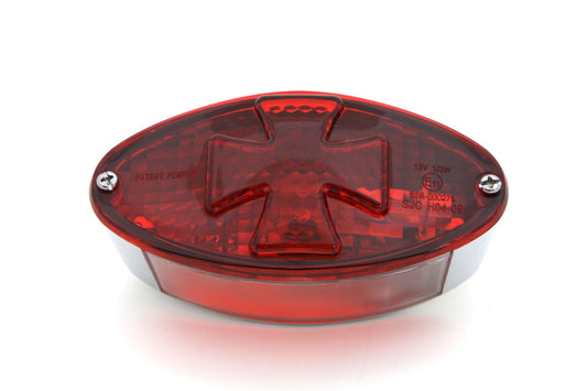 HARLEY Oval Tail Lamp with Maltese Inset Red Lens with Red Cross Fits 0-  Custom, application