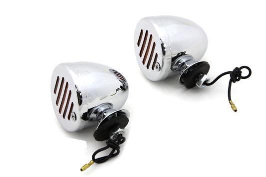 HARLEY Chrome Shielded Bullet Marker Lamp Set with Amber Lens Fits 0-  Custom, application