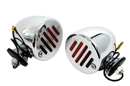 HARLEY Chrome Shielded Bullet Marker Lamp Set with Red lens Fits 0-  Custom, application