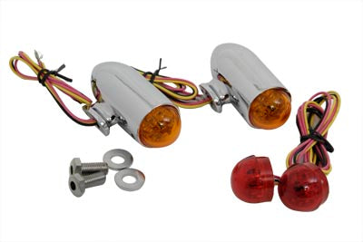 HARLEY Bullet Marker Lamp Set with Red and Amber LEDs fits 0-  Replacement, application for V-shaped turn signal kit.