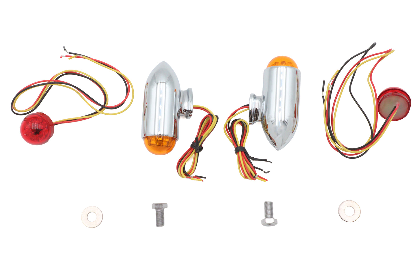HARLEY Bullet Marker Lampenset mit roten und gelben LEDs Passend für 0- Ersatz, Anwendung für V-förmig