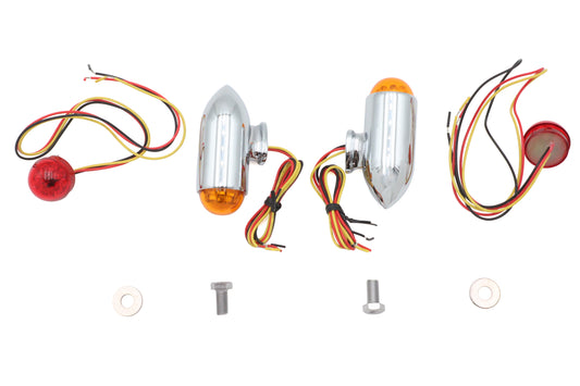 HARLEY Bullet Marker Lampenset mit roten und gelben LEDs Passend für 0- Ersatz, Anwendung für V-förmig
