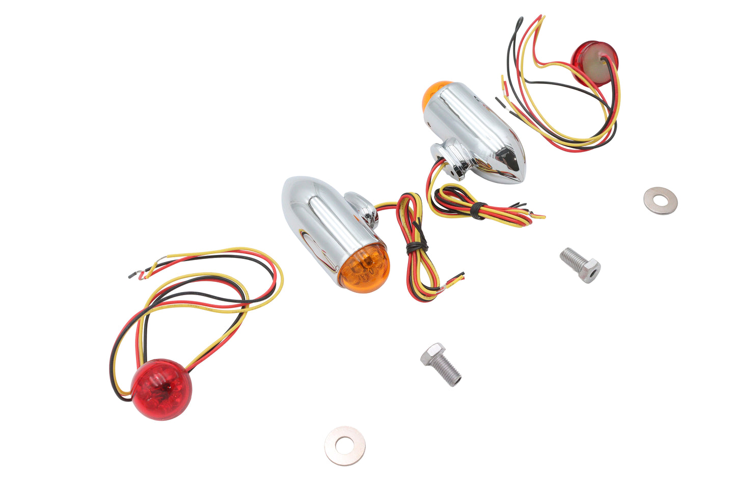 HARLEY Bullet Marker Lampenset mit roten und gelben LEDs Passend für 0- Ersatz, Anwendung für V-förmig