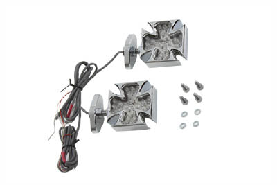 HARLEY Chrom Blinker-Set Malteser Rot LED Passt für 0- Custom, Anwendung