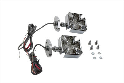 HARLEY Chrom Blinker-Set Malteser Rot LED Passt für 0- Custom, Anwendung