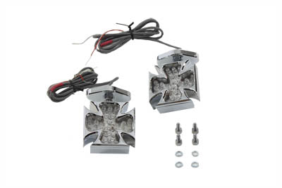 HARLEY Chrom Blinker-Set Malteser Rot LED Passt für 0- Custom, Anwendung