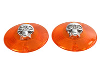 HARLEY Blinkerglas-Set mit Totenkopf, Bernstein, passend für FLT ab 1986,