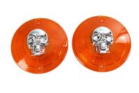 HARLEY Blinkerglas-Set mit Totenkopf, Bernstein, passend für FLT ab 1986,